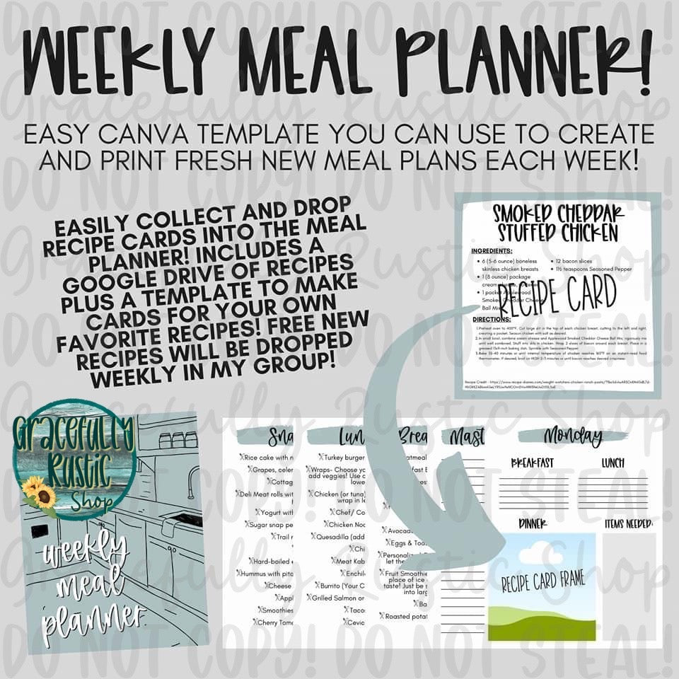 Weekly Meal Planner - Editable