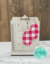 Load image into Gallery viewer, Pink Buffalo Plaid Faux Leather Earrings
